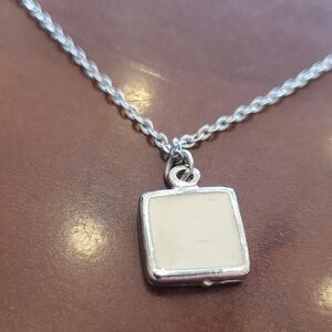 Express Silver and Cream Square Pendant Necklace